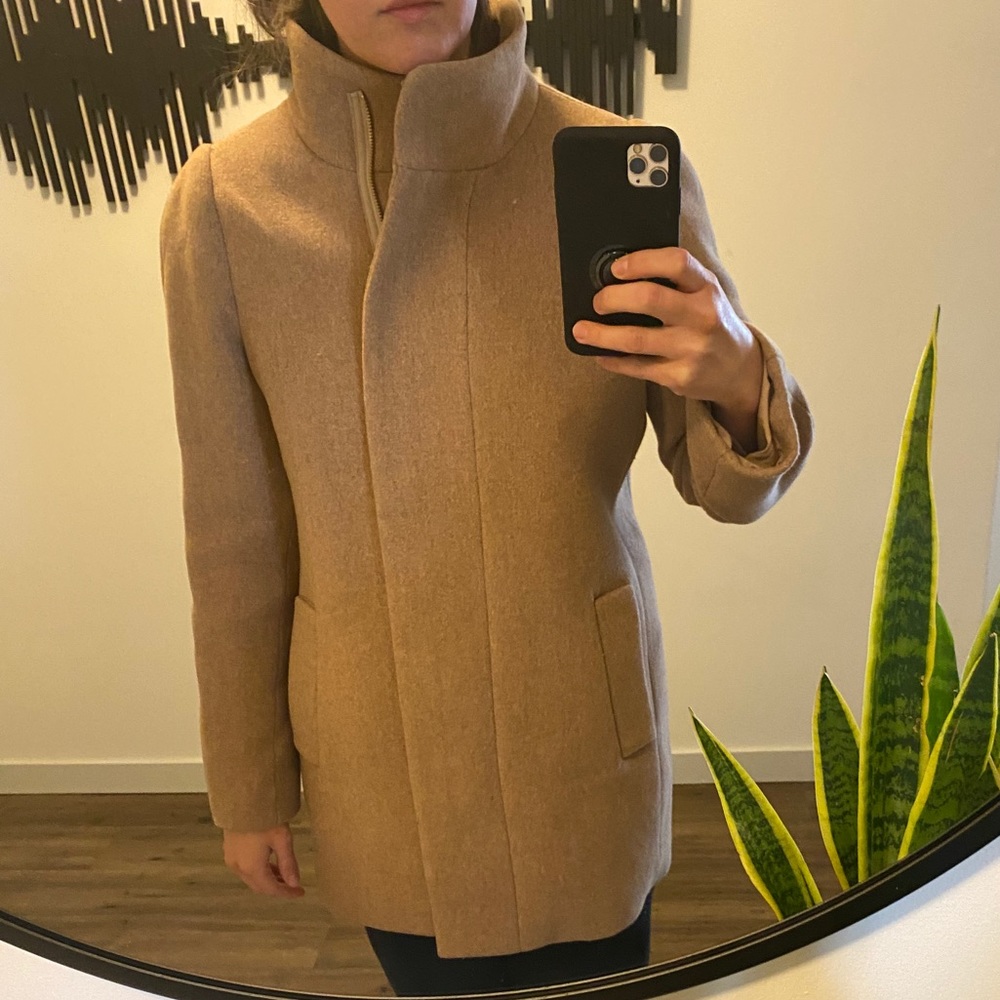 J. Crew Factory Camel Wool Blend Pea Coat - Picture 2 of 6